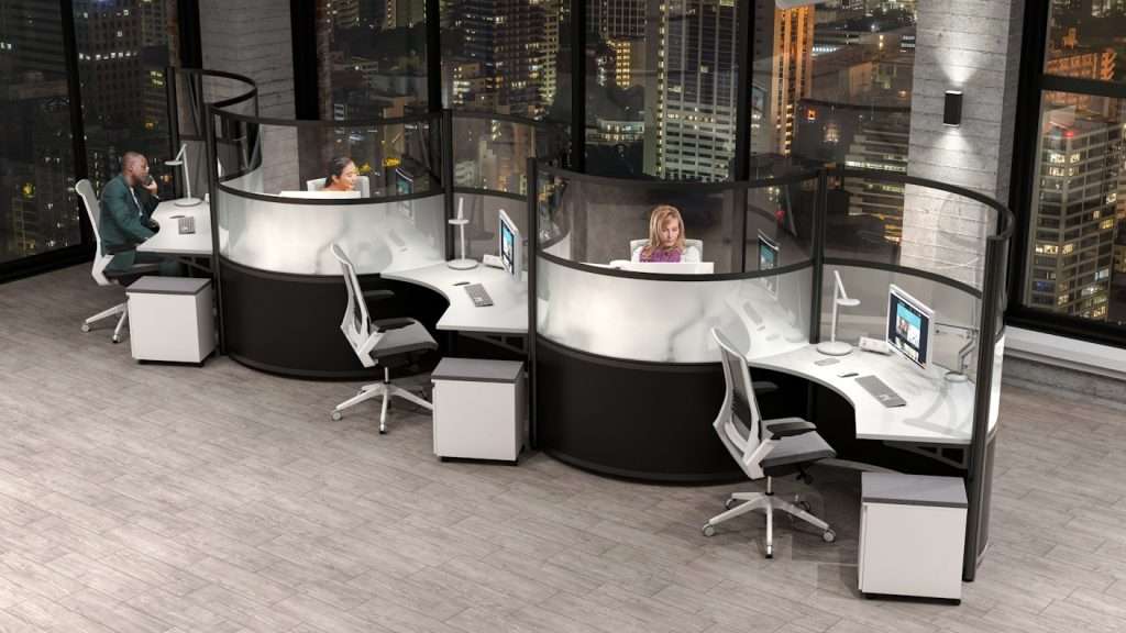 black curved modular office orbit