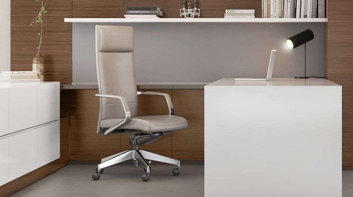 Beautiful cream colored leather executive office chair