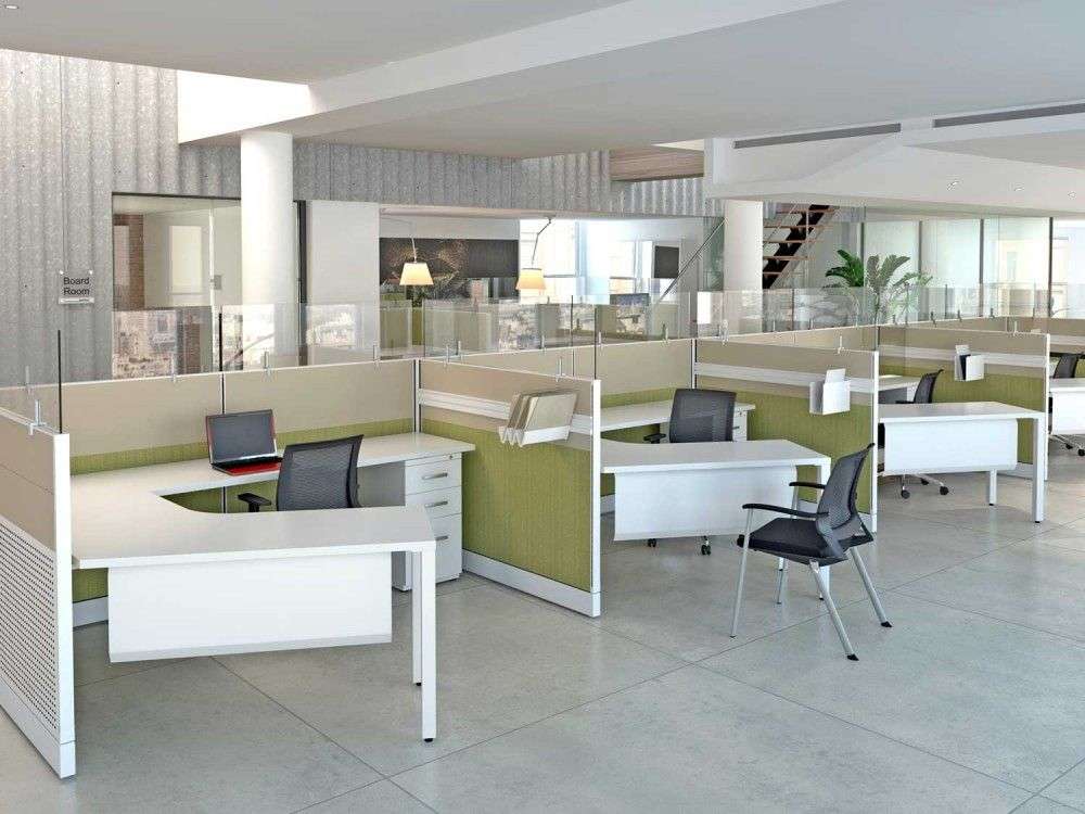add a protective social distancing barrier screen to desks