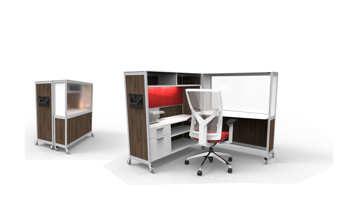 movable modular office furniture for mobile work in a modern office