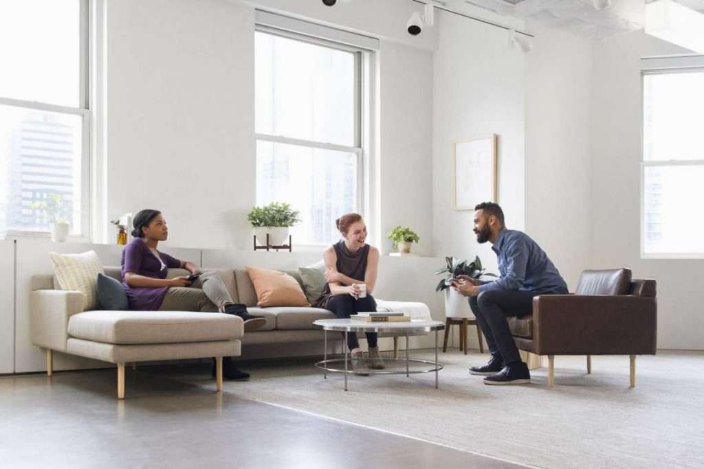 employees in lounge area