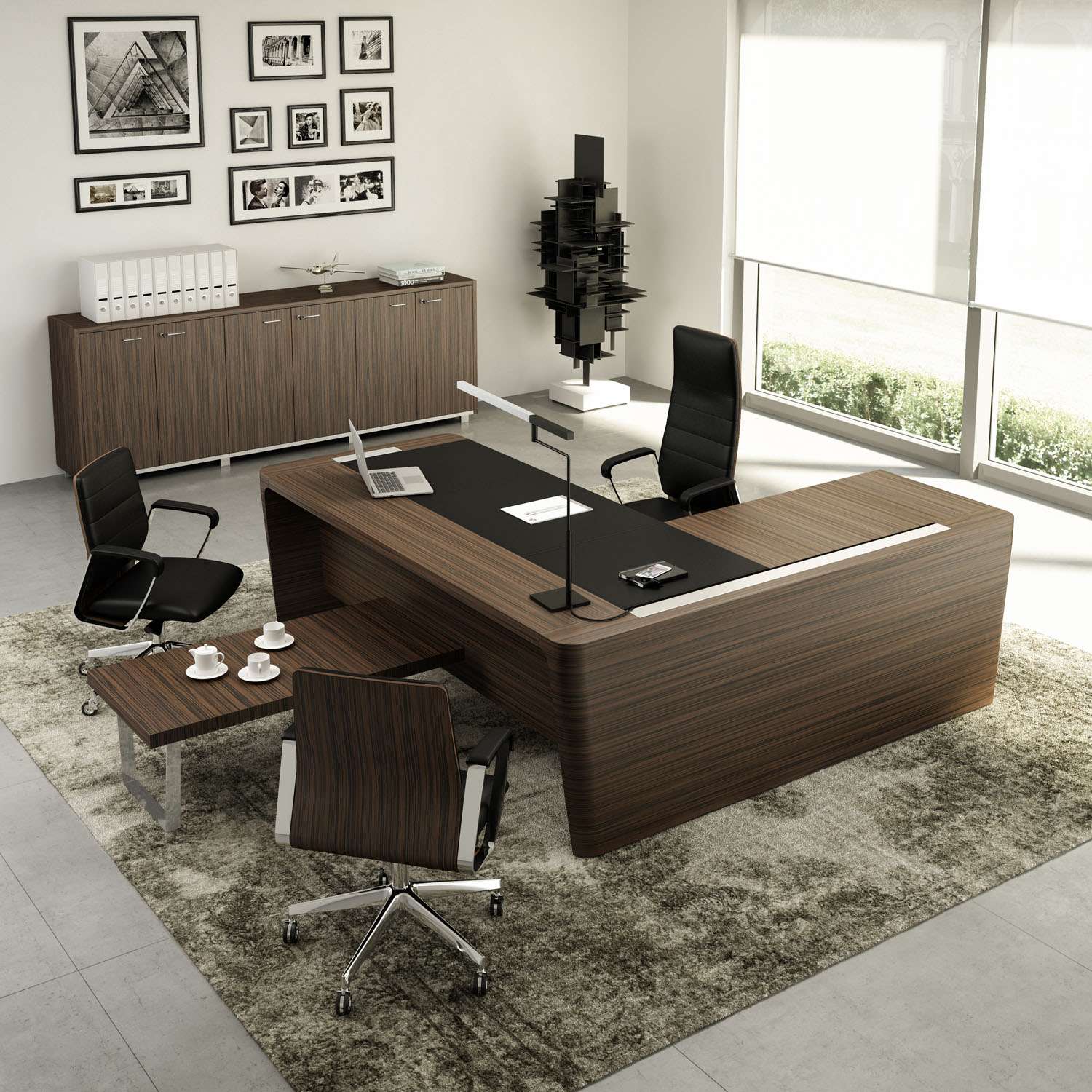 A powerful, modern office desk that's a little messy shows that you're a bold creative and visionary thinker.