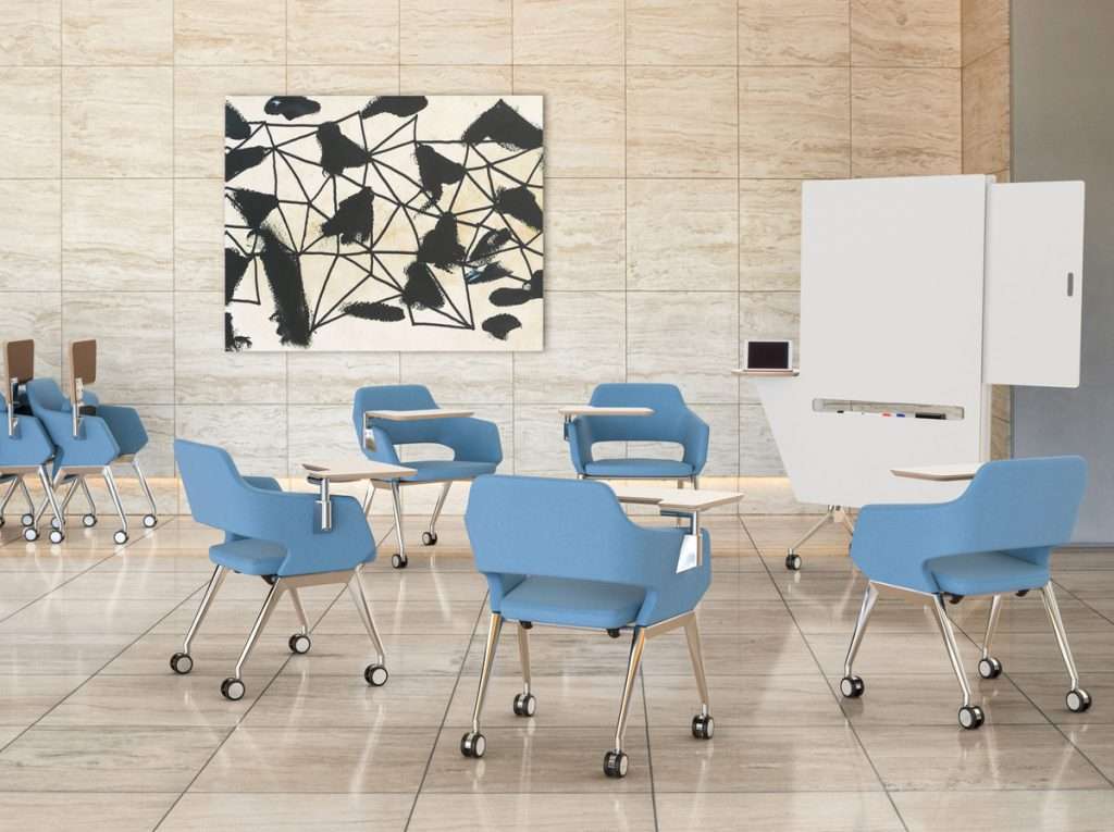 blue training chairs