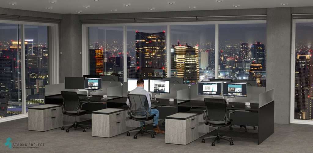 black modern post-Covid cubicle